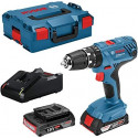 Bosch cordless hammer drill GSB 18V-21 Professional, 18Volt (blue / black, L-BOXX, 2x Li-Ion battery