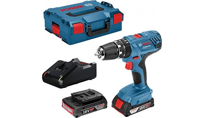 Bosch cordless hammer drill GSB 18V-21 Professional, 18Volt (blue / black, L-BOXX, 2x Li-Ion battery