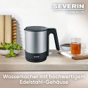 Severin WK 3409, kettle (stainless steel (brushed) / black, 1.7 liters)