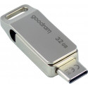 Goodram mälupulk 32GB ODA3 USB 3.2/USB-C, hõbedane