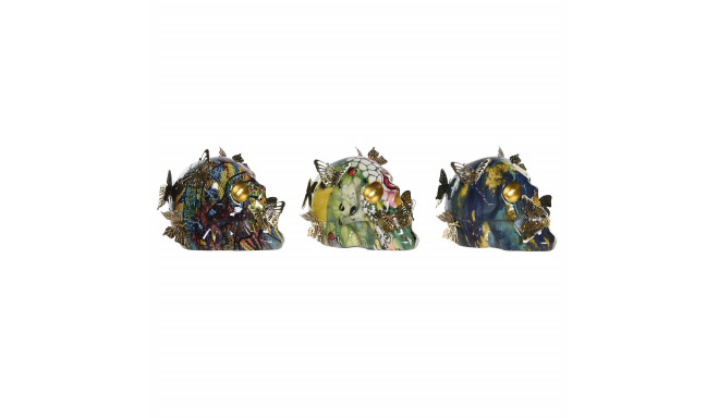 Dekoratīvās figūriņas DKD Home Decor 15,5 x 10,5 x 11 cm Daudzkrāsains Galvaskauss (3 gb.)