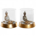 Decorative Figure DKD Home Decor Crystal Silver Golden Resin Oriental (2 Units) (16 x 16 x 18 cm)