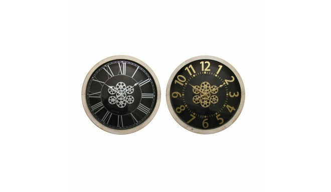 Настенное часы DKD Home Decor Чёрный Позолоченный Серебристый Стеклянный Деревянный MDF 68 x 8 x 68 