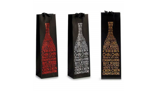 Бумажная сумка для бутылок Слова Красный Серебристый Позолоченный 9 x 39 x 12 cm