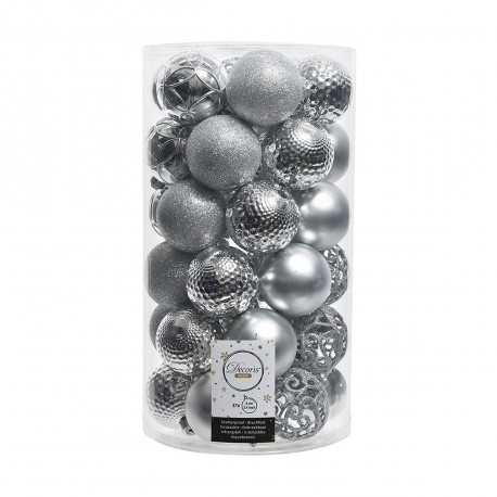 Christmas Baubles Decoris Silver 37 Pieces