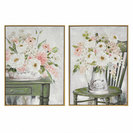 Glezna DKD Home Decor Shabby Chic Vāze 60 x 3,5 x 80 cm (2 gb.)