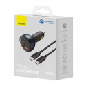 Baseus car charger QC 5 PD 160W 1x USB 2x USB-C black + cable USB-C - USB-C
