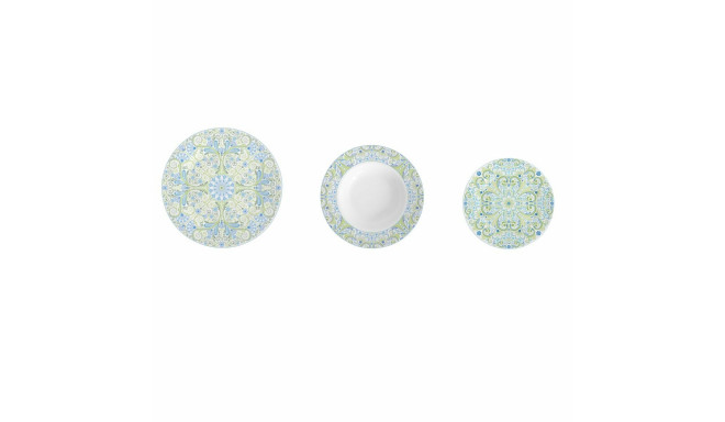 Nõude Komplekt DKD Home Decor Sinine Roheline Sinised / Rohelised Portselan Araablane 18 Tükid, osad