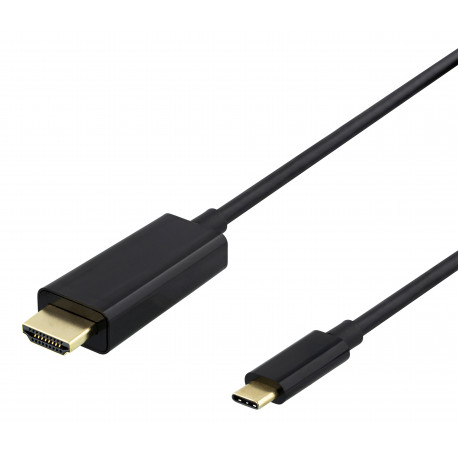 USB-C to HDMI cable DELTACO 2m, 4K@60Hz, black / USBC-HDMI-1020