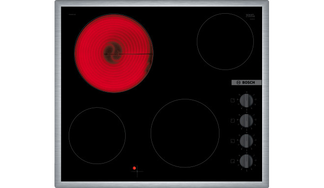 Bosch | Hob | PKE645CA2E | Vitroceramic | Number of burners/cooking zones 4 | Rotary knobs | Black