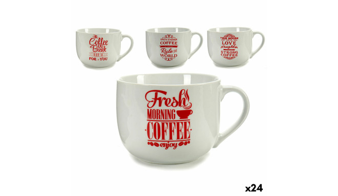 Cup Coffee Porcelain Red White 500 ml 24 Units