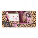 Set Gorjuss Purrrrrfect love Cup Coasters 2 Pieces Ceramic Leopard