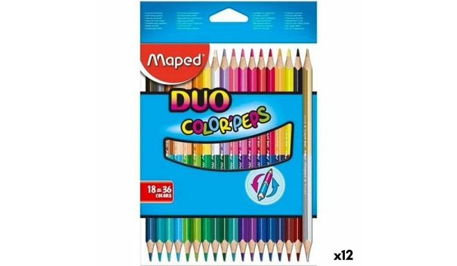 Värvilised pliiatsid Maped Duo Color' Peps	 Mitmevärviline 18  Tükid, osad Kahe otsaga (12 Ühikut)