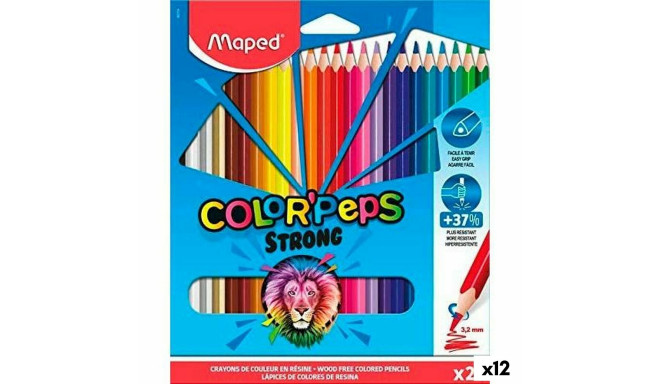 Värvilised pliiatsid Maped Color' Peps Strong Mitmevärviline 24 Tükid, osad (12 Ühikut)