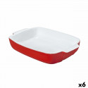 Oven Dish Pyrex Signature Rectangular Red 29 x 19 x 7 cm Ceramic White (6 Units)