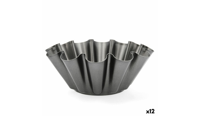 Flan Mould Quid Sweet Grey Black Metal 23 x 9 cm (12 Units)