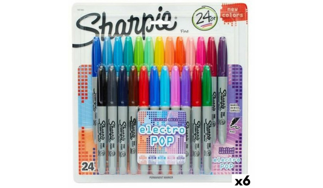 Набор маркеров Sharpie Electro Pop Разноцветный 24 Предметы 1 mm (6 штук)