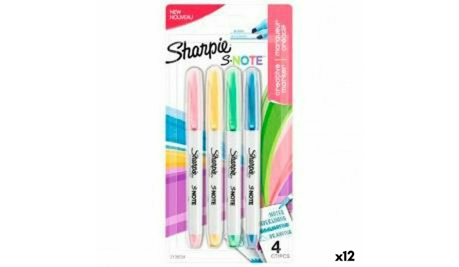 Viltpliiatsite komplekt Sharpie S-Note Mitmevärviline 4 Tükid, osad 1-3 mm (12 Ühikut)