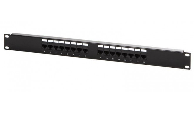 DIGITUS Patch panel,CAT5E,19",16xUTP RJ45,black