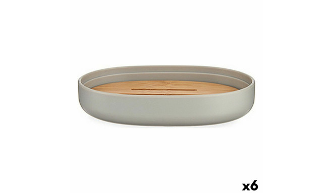 Soap dish Berilo BP16-104G Brown Grey Bamboo polypropylene 9,5 x 2,5 x 13 cm (6 Units)