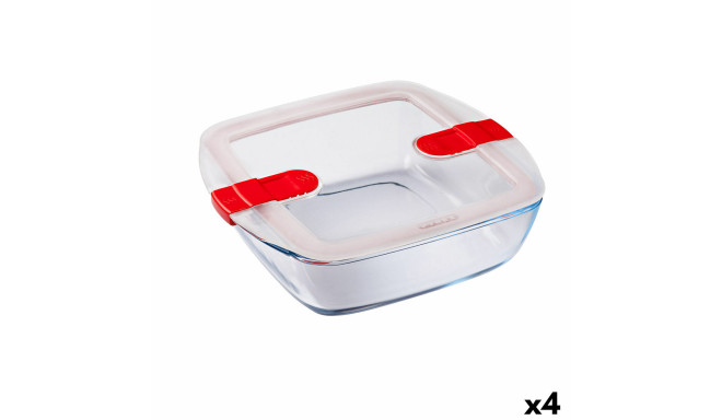 Hermetic Lunch Box Pyrex Cook & Heat 25 x 22 x 7 cm 2,2 L Transparent Glass (4 Units)