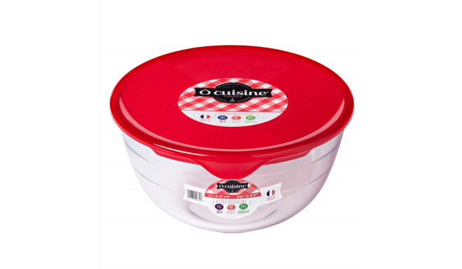 Round Lunch Box with Lid Ô Cuisine Prep&store Ocu Red 2 L 22 x 22 x 11 cm Glass (3 Units)