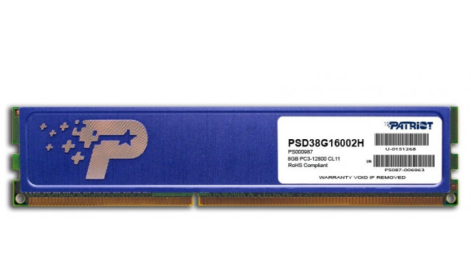 Patriot RAM DDR3 8GB PC3-12800 (1600MHz) DIMM 1x8GB 1600MHz
