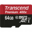 Trascend mälukaart microSDXC 64GB UHS-I U1 400x Class 10 + adapter