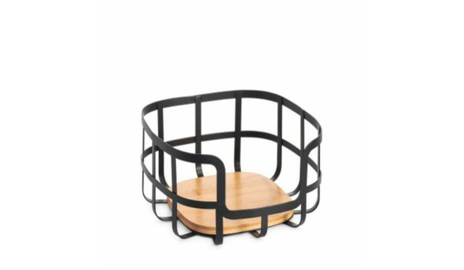 Ваза для фруктов DKD Home Decor 24 x 24 x 12,7 cm Натуральный Чёрный Сталь