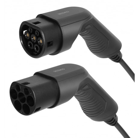 Charging cable DELTACO e-Charge type 2 to type 2, 1 phase, 16A, 3.6KW, 10M, black / EV-12010