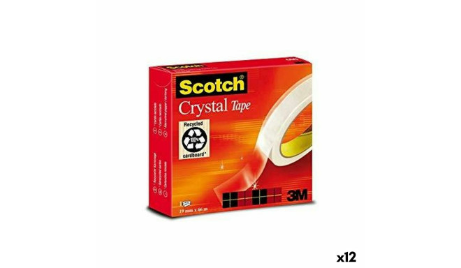 Клейкая лента Scotch Crystal Прозрачный 19 mm x 66 m (12 штук)