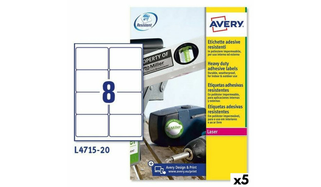 Printera birkas Avery L4515 Balts 20 Loksnes 99,1 x 67,7 mm (5 gb.)