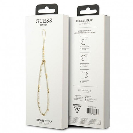 GUESS phone strap GUSTPEARW (Heishi Beads) white
