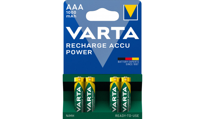 VARTA rechargeable battery R3 (AAA) 1000 mAh ready to use 4 pcs