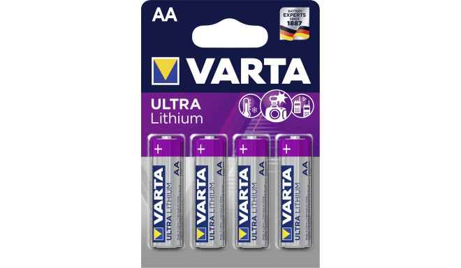 10x4 Varta Ultra Lithium Mignon AA LR 6