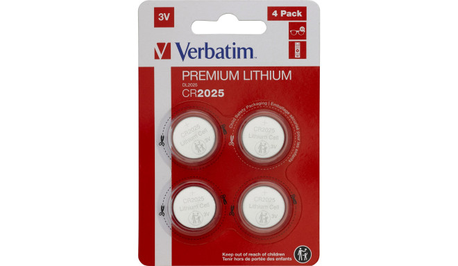 1x4 Verbatim CR 2025 Lithium battery 49532