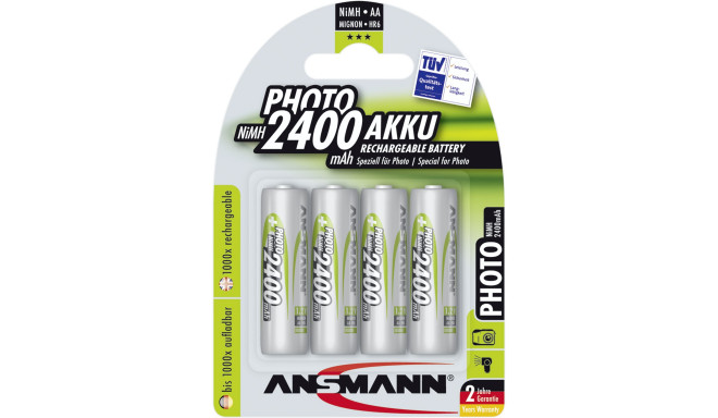 Ansmann rechargeable battery NiMH Mignon AA 2400mAh Photo 1x4pcs