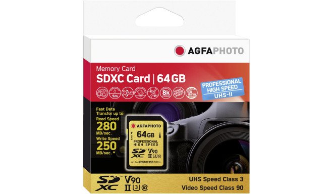 AgfaPhoto mälukaart SDXC 64GB SDXC UHS II Professional High Speed U3 V90