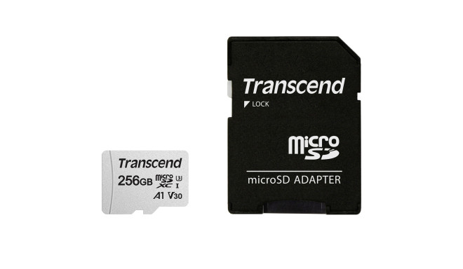 Transcend mälukaart microSDXC 256GB 300S-A Class 10 UHS-I U3 V30 A1