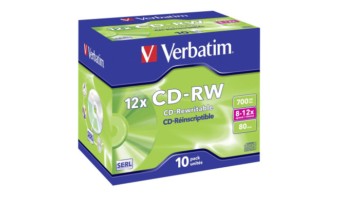 Verbatim CD-RW 700MB 12x 10tk karbis