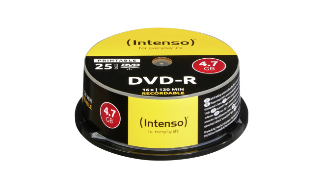 Intenso DVD-R 4.7GB 16x Printable 25tk tornis