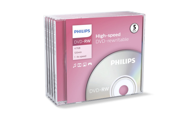 Philips DVD-RW 4,7GB 4x JC 5pcs