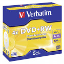1x5 Verbatim DVD+RW 4,7GB 4x Speed, matt silver Jewel Case