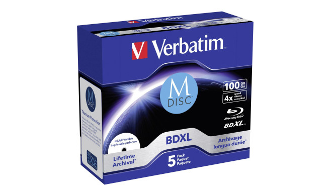 Verbatim BD-R M-Disc 100GB 4x Printable Inkjet 5tk karbis