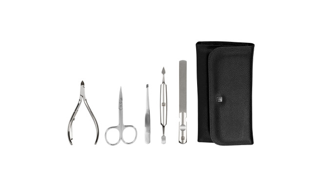 Zwilling CLASSIC snap fastener leather case, black, 5 pcs.