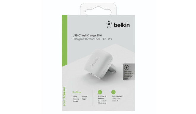 Belkin Charger USB-C 20W Power Delivery, white WCA003vfWH