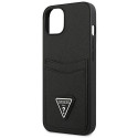 Guess kaitseümbris iPhone 13 mini Saffiano Double Card Triangle, must (GUHCP13SPSATPK)
