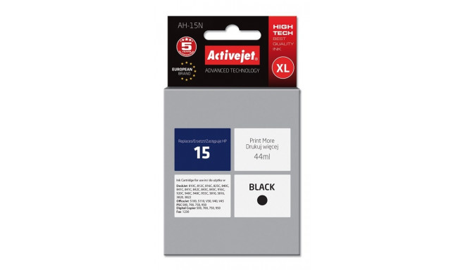 Activejet AH-15N Ink cartridge (replacement for HP 15 C6615N; Supreme; 44 ml; black)