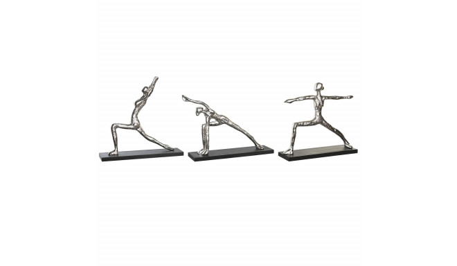 Decorative Figure DKD Home Decor 33 x 10 x 35 cm Silver Black Indian Man Yoga (3 Units)