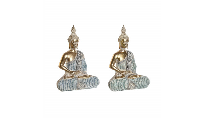 Decorative Figure DKD Home Decor 18,6 x 9,7 x 27 cm Blue Buddha Turquoise Oriental Stripped (2 Units